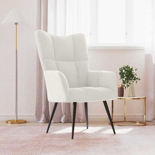 vidaXL Relaxing Chair Cream White 100% Polyester Velvet, Foam, Steel