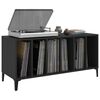 vidaXL Record Cabinet Black Engineered wood, metal Medium Record Cabinet