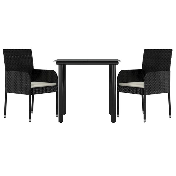 vidaXL Garden Dining Set Black, Cream White
