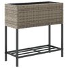 vidaXL Garden Planter Gray Powder-coated steel, PE rattan