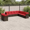 vidaXL 11 Piece Patio Sofa Set with Cushions Brown Poly Rattan