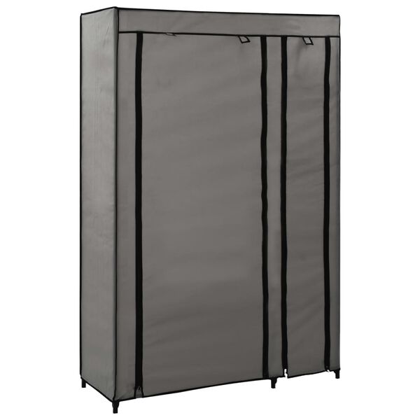 vidaXL Folding Wardrobe Grey Fleece fabric, Steel Medium Foldable