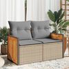 vidaXL Garden Sofa Beige PE rattan, powder-coated steel, solid acacia wood
