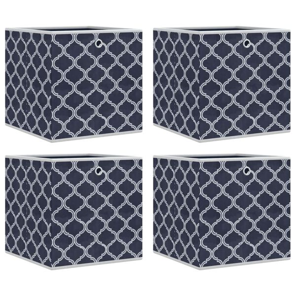 vidaXL Foldable Storage Box Set of 4 Blue with lattice pattern
