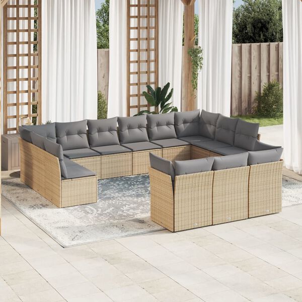 vidaXL Garden Sofa Set Beige, Light grey