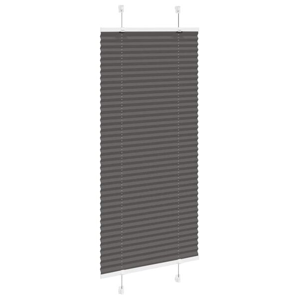 vidaXL Pleated Blind Black 100% Polyester 25.6x59.1 in