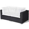 vidaXL Patio Sofa Set Set of 6 Black Rattan, Cream White Cushions