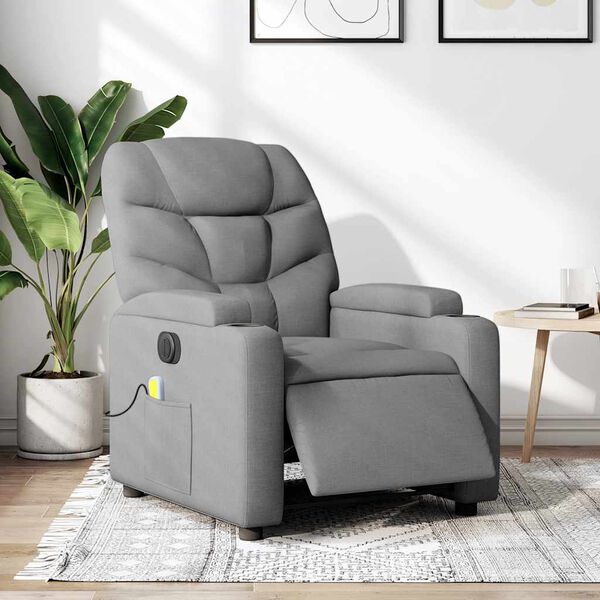 vidaXL Electric Massage Recliner Chair Light Gray
