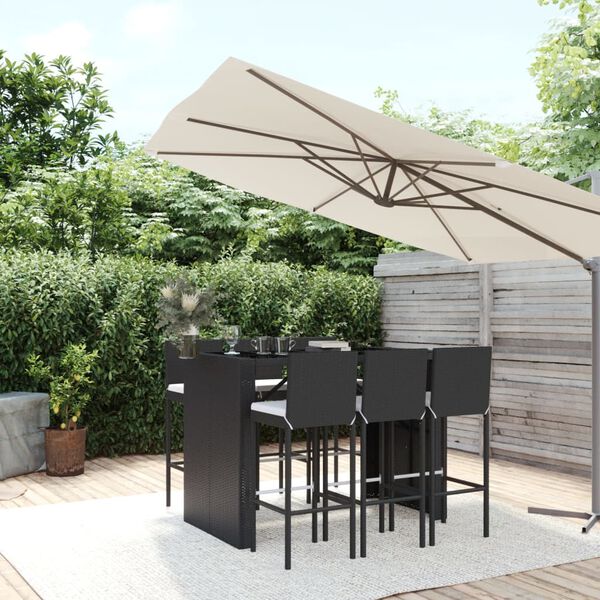 vidaXL Patio Bar Set Set of 6 Black