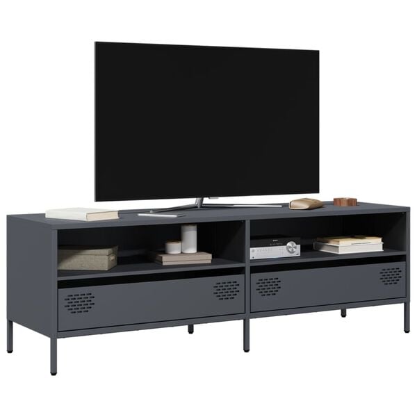 vidaXL TV Cabinet Anthracite Cold-rolled Steel Medium Adjustable Feet