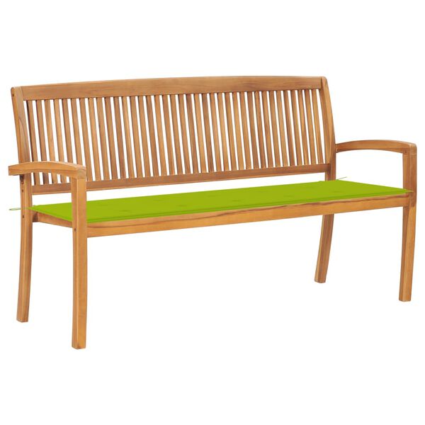 vidaXL Stacking Patio Bench with Cushion 62.6 " Solid Teak Wood