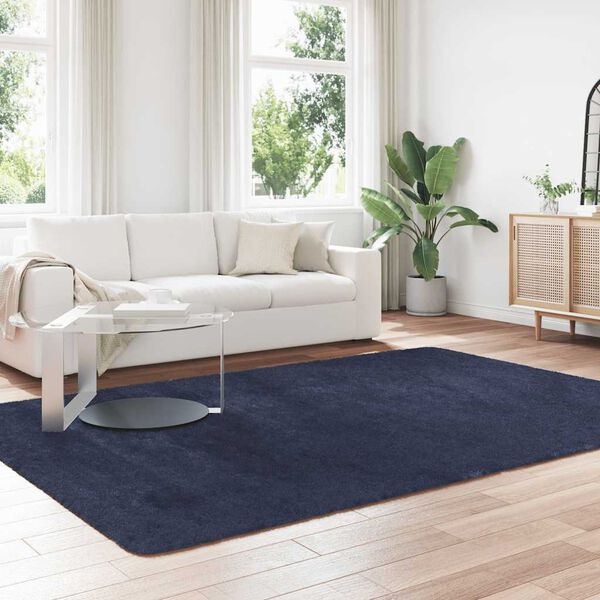 vidaXL Shaggy Rug Navy 100% Polyester 78.7x114.2 in Foldable