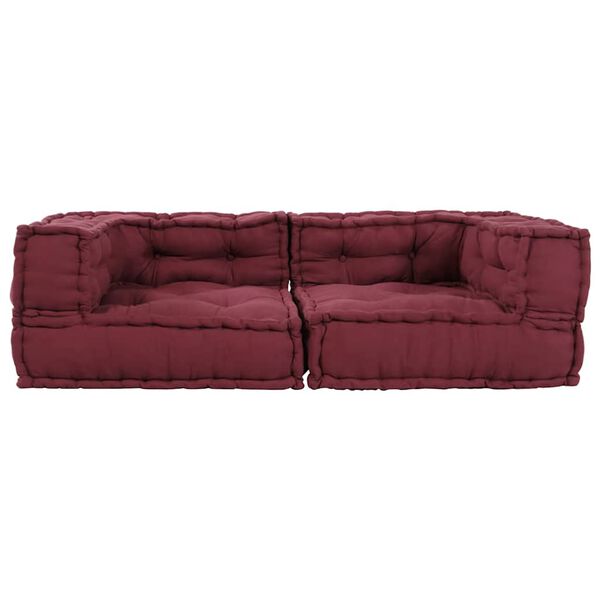 vidaXL Pouffe Maroon 100% cotton 55.1 x 27.6 x 14.2 in Modular Pouffe