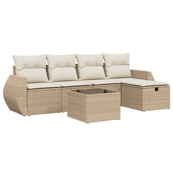 vidaXL Garden Sofa Set Beige Poly Rattan Large Garden Sofa Set