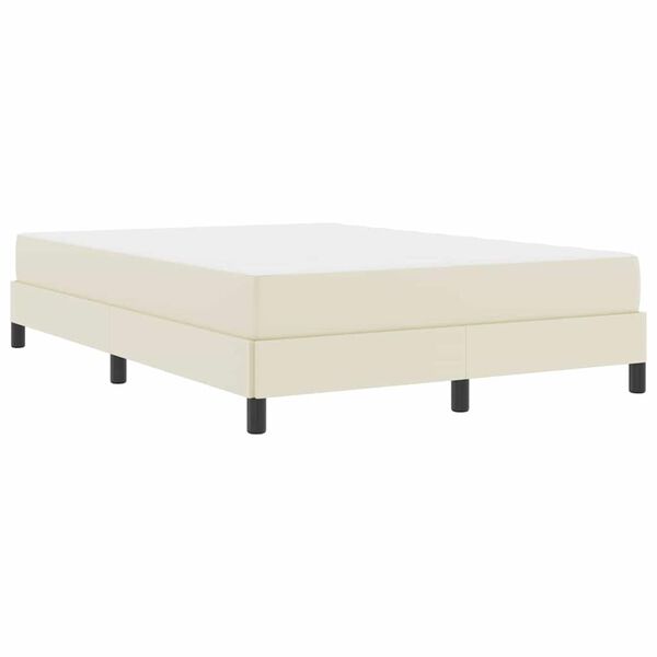 vidaXL Bed Frame with Mattress Cream 55.12 x 74.80 in Fabric