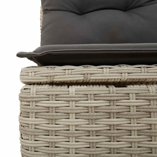 vidaXL Garden Sofa Set Light gray Poly Rattan Large Adjustable Feet