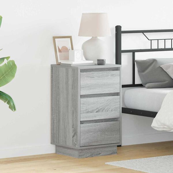vidaXL Bedside Cabinet Grey 15.35 x 13.58 x 25.59 in Engineered wood