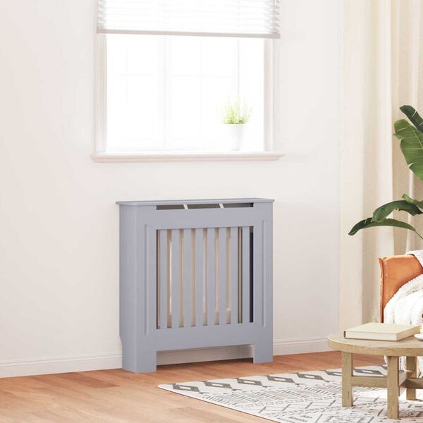 vidaXL Radiator Cover Grey 30.71 x 7.48 x 32.09 in Engineered Wood