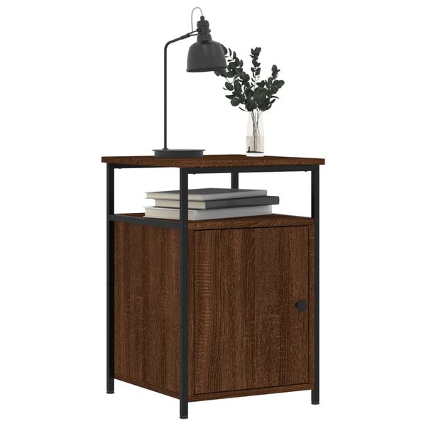 vidaXL Nightstand Brown Oak Engineered Wood Compact Adjustable Feet