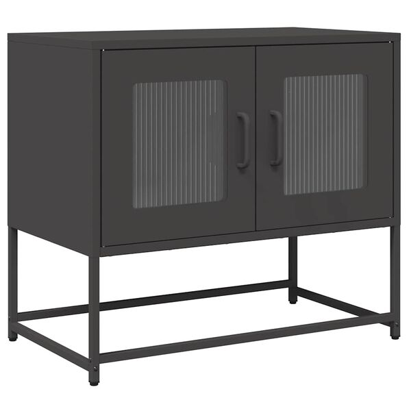 vidaXL TV Cabinet Black Cold-rolled Steel TV Cabinet Rectangular