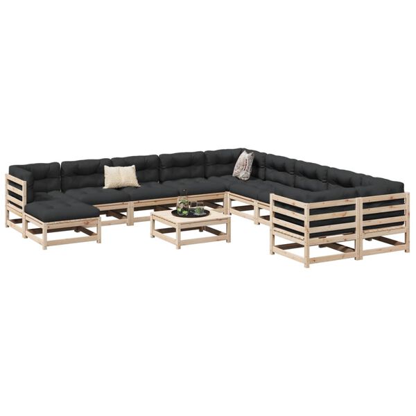 vidaXL Garden Sofa Set Natural Wood Solid Pine Wood Large Modular