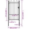 vidaXL Fence Gate Single Door with Arched Top Steel 39.4"x68.9" Black