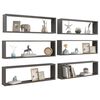 vidaXL Wall Shelf Set of 6 High gloss gray Engineered wood Medium