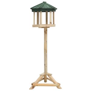 vidaXL Bird Feeder Natural wood, Green roof Solid firwood Medium Durable