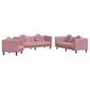 vidaXL Sofa Set Pink Velvet (100% polyester), plywood, solid wood