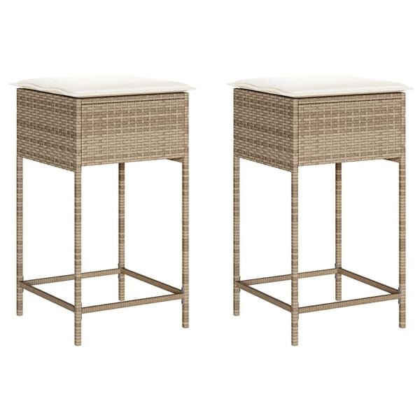 vidaXL Garden Bar Stool Beige PE rattan, Powder-coated steel, Polyester