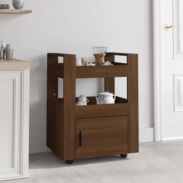 vidaXL Kitchen Trolley Brown Oak 23.6x17.7x31.5" Engineered Wood