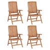 vidaXL Garden Chair Set of 4 Teak Solid Teak Wood Standard