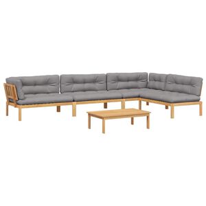 vidaXL Pallet Sofa Set Grey Solid Acacia wood Large Modular