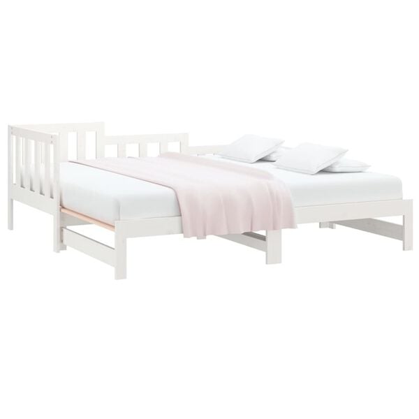 vidaXL Day Bed White Solid pine wood 2x35.4x78.7 in Expandable Day Bed