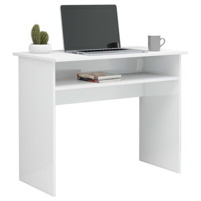 vidaXL Desk High Gloss White 35.4" x 19.7" x 29.1" Engineered Wood