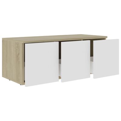 vidaXL TV Stand White and Sonoma Oak 31.5"x13.4"x11.8" Engineered Wood