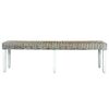 vidaXL Bench White, Natural Natural kubu rattan, solid mango wood