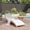 vidaXL Sun Lounger Cream white 188 x 55 x 59 cm Solid teak wood