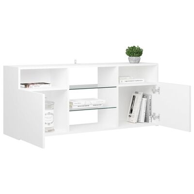 vidaXL TV Cabinet with LED Lights White 47.2"x12"x20"