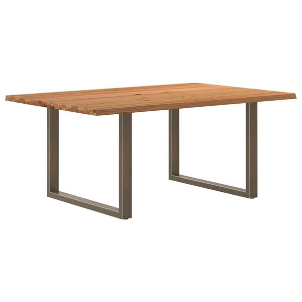 vidaXL Dining Table Light brown, Natural steel