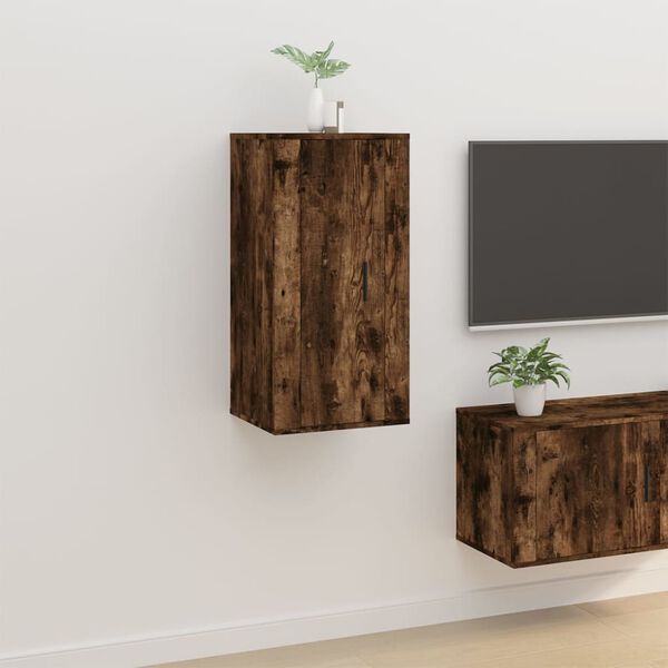 vidaXL Wall Mounted TV Cabinet Smoked oak Engineered wood Medium