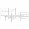 vidaXL Metal Bed Frame White Powder-Coated Steel 53.1x74.8 in Bed Frame
