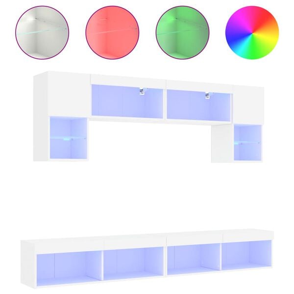 vidaXL 6 Piece TV Wall Units with LED White Engineered Wood