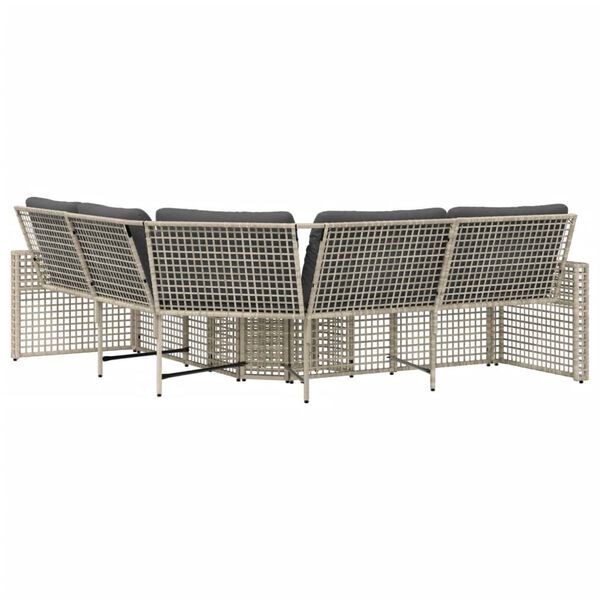 vidaXL Garden Sofa Light Grey PE rattan, Powder-coated steel, Polyester