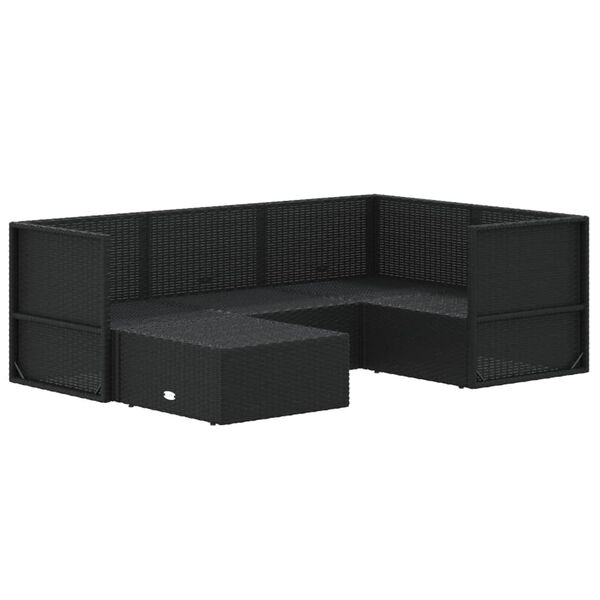 vidaXL Garden Lounge Set Black PE rattan, powder-coated steel