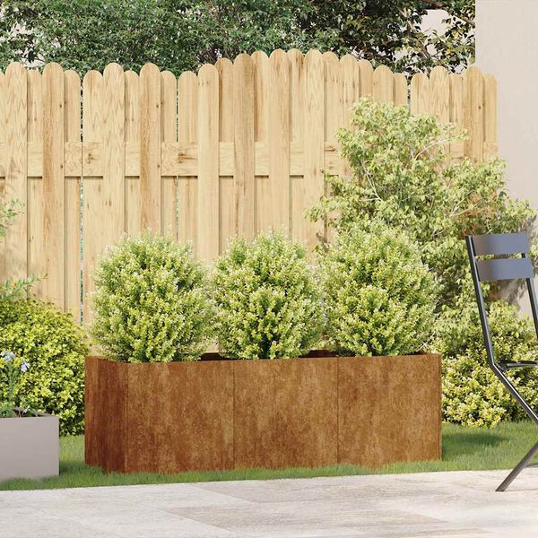vidaXL Planter Rusty Weathering Steel Large Planter Rectangular