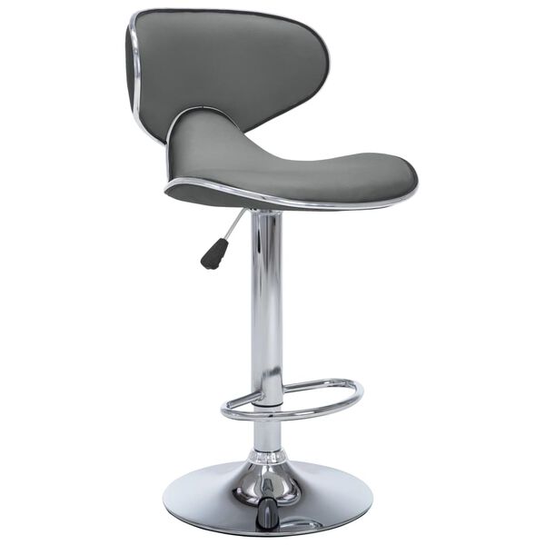 vidaXL Bar Stool Set of 2 Grey Faux leather Adjustable Swivel