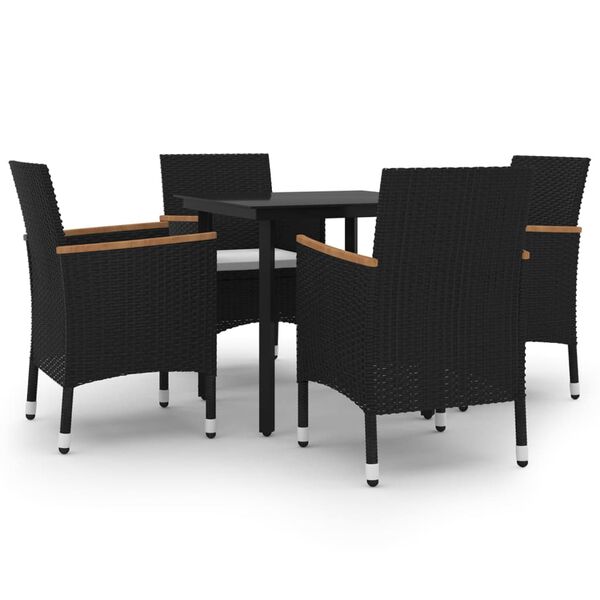 vidaXL Garden Dining Set Black, Cream White