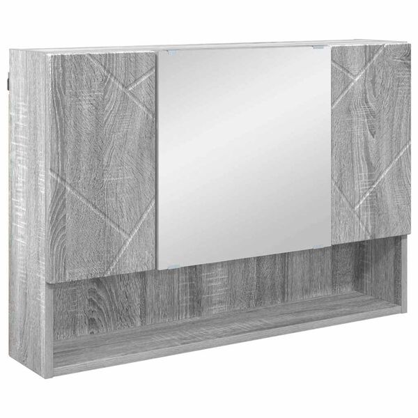 vidaXL Mirror Cabinet Wall-mounted Grey Sonoma 31.50 x 6.69 x 21.65 in