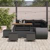 vidaXL Garden Sofa Set Height-Adjustable 9 pcs Black Poly Rattan